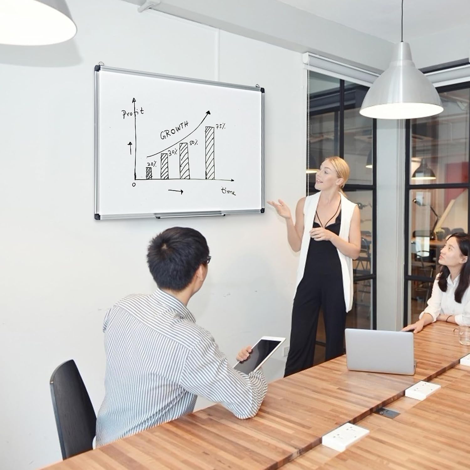 Lavagna Magnetica Bianca, Lavagna Cancellabile con Cornice in Alluminio per Scuola Casa Ufficio, Vari Dimensioni Disponibili (90 x 60 cm)