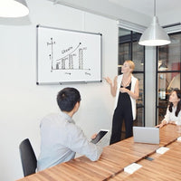 Lavagna Magnetica Bianca, Lavagna Cancellabile con Cornice in Alluminio per Scuola Casa Ufficio, Vari Dimensioni Disponibili (90 x 60 cm)