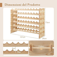 Cantinetta Portabottiglie Vino, Portabottiglie di Vino da 60 Bottiglie a 6 Ripiani, Scaffale Portavino da Terra per Cucina, Cantina e Ristorante (60 Bottiglie)