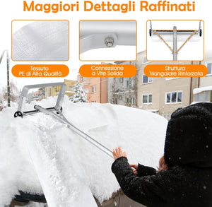 Restrello da Neve per Tetto Lungezza 193-619 cm, Rastrello per Neve Telescopico con 2 Ruote, Restrello in Alluminio Allungabile con 4 Asta Rimozione Neve per Tetto con Tessuto PE