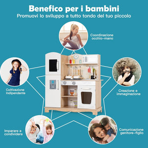 Cucina Giocattolo per Bambini, Cucina Finta Giocattolo con Suoni e Luci Realistici, Accessori Completi di Utensili da Cucina, Ideale per Bambini 3-7 Anni