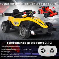 Macchina Elettrica per Bambini, Veicolo elettrico 12V con Telecomando e Batteria Ricaricabile, Musica e Luci LED, Velocità 2-5km/h, per Bambini da 3-7 Anni (Giallo)