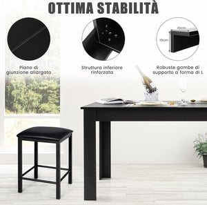 Tavolo da Pranzo 160 x 80 x 76 cm, Tavolo da Cucina Rettangolare con Piano Grande e Gambe Robuste, Tavolo per Massimo 8 Persone (Nero)