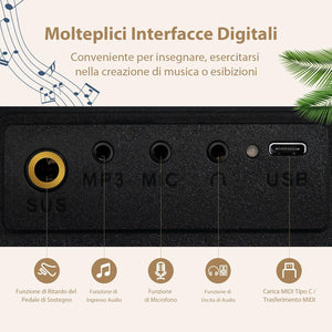 Pianoforte Digitale con 88 Tasti, Tastiera Elettronica con Borsa, Pedale di Risonanza, Caricabatterie, Cavo USB, Connessione Bluetooth, Ideale per Bambini e Adulti