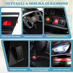 Macchina Elettrica per Bambini, Mercedes Auto Cavalcabile con Telecomando 3 Velocità Luci LED Musica e Connessione Senza Fili, Partenza Morbida, 4,5 Km/h, 3+ Anni (Nero)