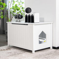 Mobile per Lettiera Gatti, con Apertura Superiore, Divisorio Rimovibile, Asta a Gas e Ganci in Metallo, Mobiletto Multiuso per Ingresso e Soggiorno, 82,5 x 51 x 51 cm, Carico Massimo 50 kg