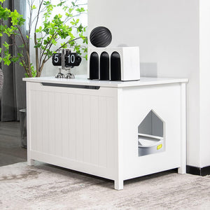 Mobile per Lettiera Gatti, con Apertura Superiore, Divisorio Rimovibile, Asta a Gas e Ganci in Metallo, Mobiletto Multiuso per Ingresso e Soggiorno, 82,5 x 51 x 51 cm, Carico Massimo 50 kg