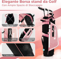 Set di Mazze da Golf per Bambini 5-7 Anni, Set Allenamento Golf con Sacca, Fodera Impermeabile, Legno di Fairway 3, Ferro 7, Ferro S e Putter per Bambini e Bambine, Destrorso