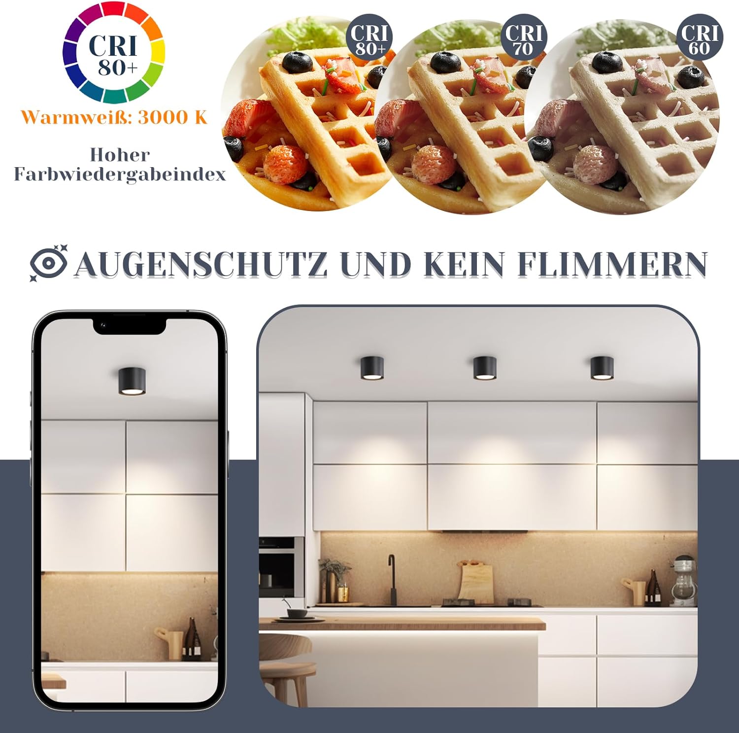 ZMH Lampada da soffitto LED nera moderna rotonda 5W per camera letto