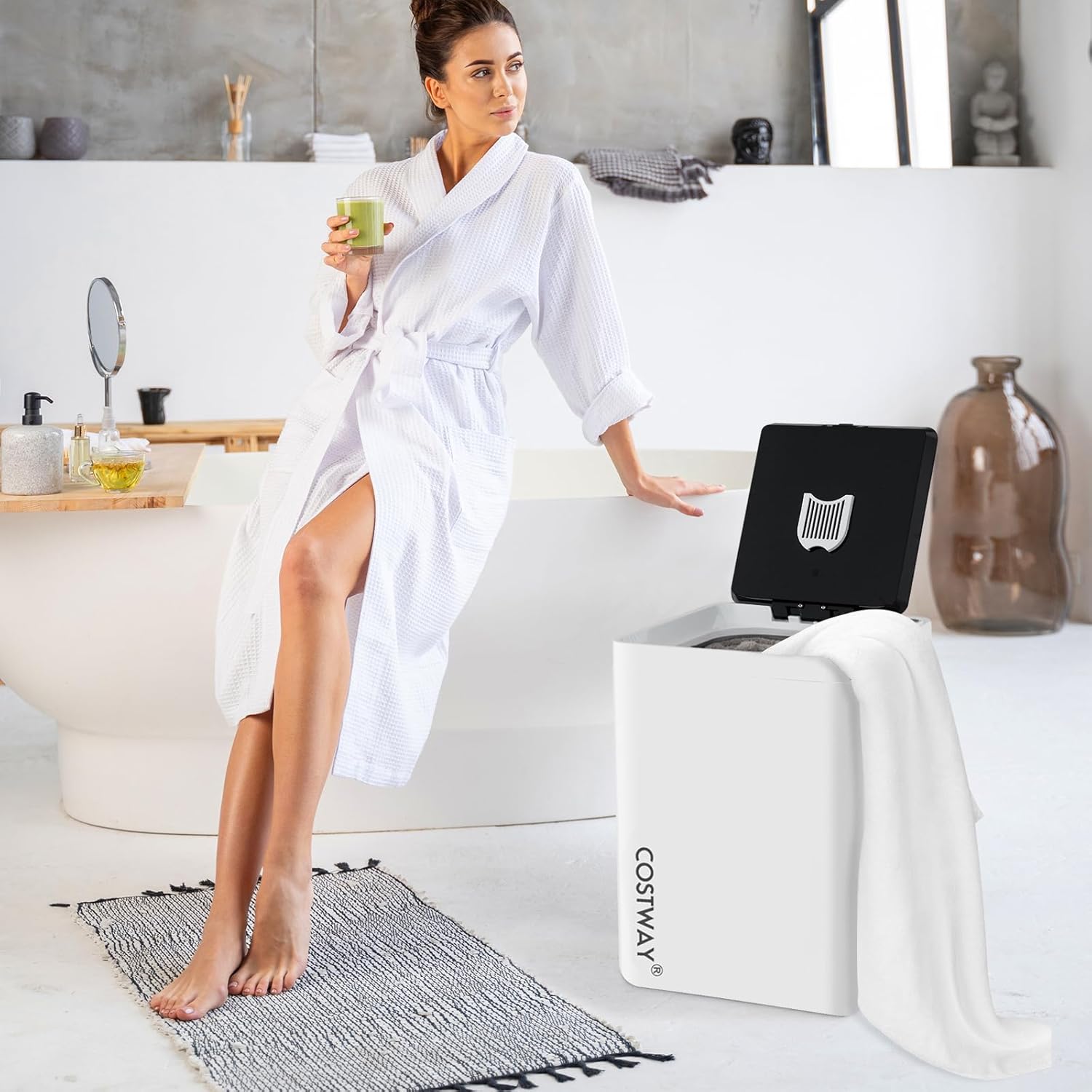 Scaldasalviette 23L, Scalda Salviette da Bagno Elettrico con Spegnimento Automatico, Timer a 6 Livelli e Display LED, Towel Warmer Spazioso per Spa, Terme e Albergo