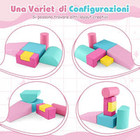 Set di 6 Blocchi per Bambini con Diverse Forme e Colori, Centro Attività Palestrina Giocattolo per Arrampicata e Strisciamento (Rosa scuro)