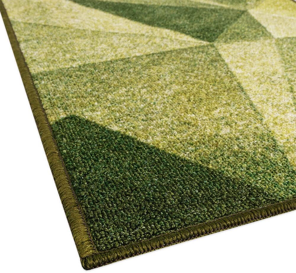 Tappeto Cucina Tessitura Piatta Effetto 3D Antiscivolo Corridoio Bagno Verde 50x80 cm