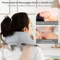 Massaggiatore Cervicale, Massaggiatore Shiatsu per Collo e Spalle Senza Fili con Impasto Profondo 4D dei Tessuti con Riscaldamento, 2 Modalità e 2 Livelli di Intensità (Grigio)