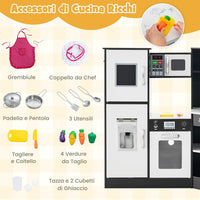 Set di Cucina Giocattolo per Bambini, con Suoni e Luci Divertenti, Lavabo, Forno a Microonde, Macchina del ghiaccio e Lavastoviglie, Lavagna, Ideale per Bambini 3 Anni+ (Caffè)