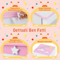 Set Toeletta per Ragazza, Toeletta Trucco per Bambini con Sgabello, Specchio Staccabile e Cassetto, Postazione Trucco in Legno per Cameretta 49.5 x 35.5 x 89cm (Bianco)
