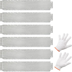 Bordatura da Giardino 6 M, Set di 6 Bordi per Aiuola 110 x 22 cm in Metallo Zincato con Paio di Guanti, Recinzione Flessibile per Prato, Cortile e Giardino
