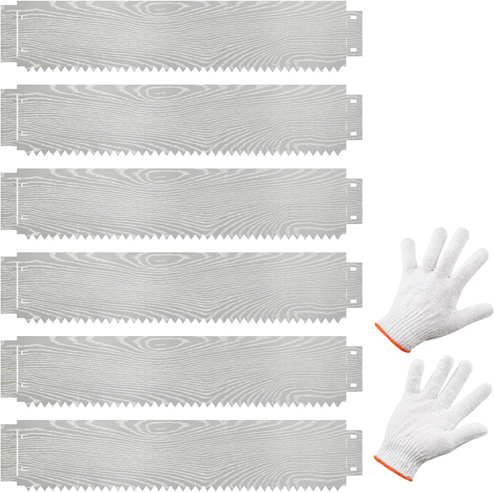 Bordatura da Giardino 6 M, Set di 6 Bordi per Aiuola 110 x 22 cm in Metallo Zincato con Paio di Guanti, Recinzione Flessibile per Prato, Cortile e Giardino
