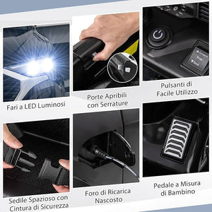 12V Audi Auto Elettrica per Bambini, Veicolo Elettrico con Telecomando Clacson Luci LED Musica, 3 Velocità 3-5 Km/h, Avvio Morbido, Auto per Bambini 3 Anni+ (Nero)