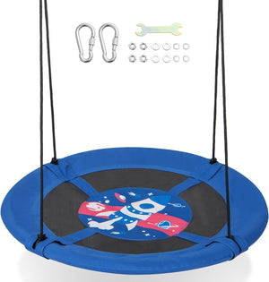 Altalena a Nido da 102 cm per Bambini, Altalena Rotonda con Corde Regolabili, Ideale per Cortile e Giardino, CapacitÃ  di Carico 100 kg (Razzo)