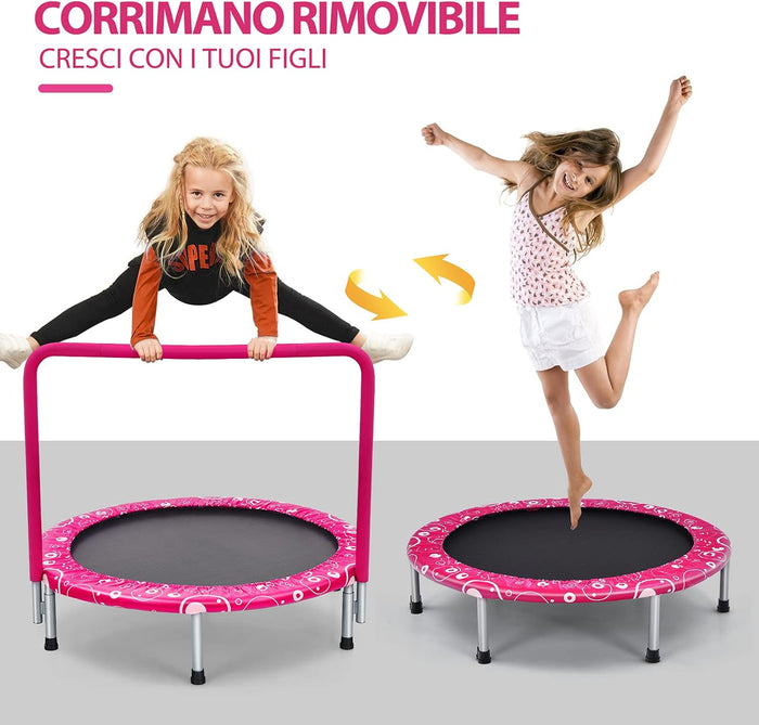 Trampolino Elastico per Bambini, Tappeto Elastico Pieghevole per Bambini con Copertura, Cuscinetti Antiscivolo e Maniglia, Ideale per Interno ed Esterno, Carico Massimo 150 kg