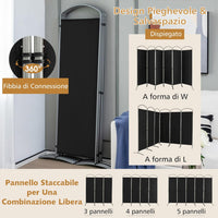 Paravento Pieghevole a 6 Pannelli, Separé Divisorio Interno ed Esterno, Pannelli Divisori per Camera da Letto, Ufficio e Soggiorno