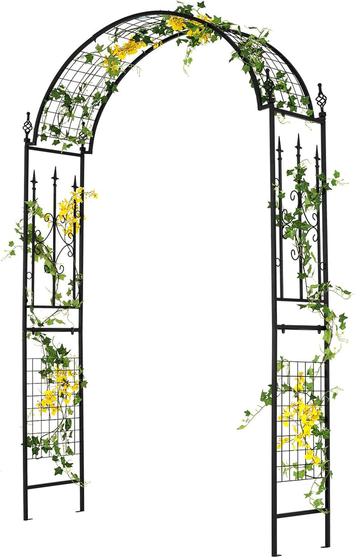 Arco da Giardino per Rampicanti, Arco da Giardino Supporto per Rose in Metallo Zincato Resistente, Arco Decorativo a Cupola per Feste e Ceremonie, 143 x 40 x 234 cm, Nero