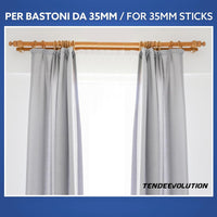 Coppia di Supporti Doppi in Legno per Tenda, Bastone 35 mm, Colore Bianco, 100% Legno di Alta Qualità, Made in Italy