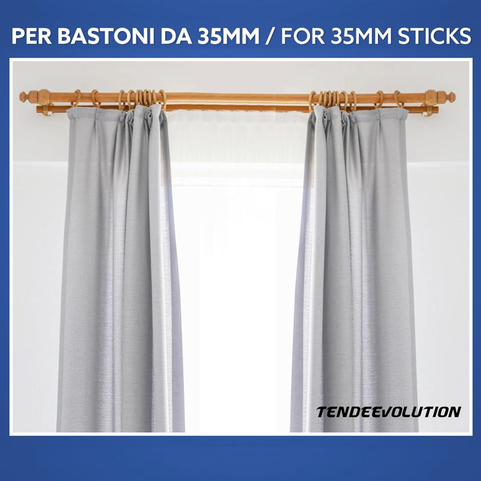 Coppia di Supporti Doppi in Legno per Tenda, Bastone 35 mm, Colore Bianco, 100% Legno di Alta Qualità, Made in Italy