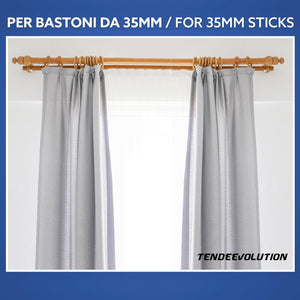 Coppia di Supporti Doppi in Legno per Tenda, Bastone 35 mm, Colore Naturale, 100% Legno di Alta Qualità, Made in Italy