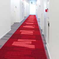 Passatoia Scala Bordata 67x1000 cm Ingresso Corridoio Tappeto Cucina Gradini Zig Zag Bordeaux