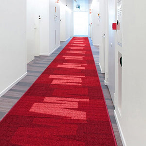 Passatoia Scala Bordata 67x1000 cm Ingresso Corridoio Tappeto Cucina Gradini Zig Zag Bordeaux