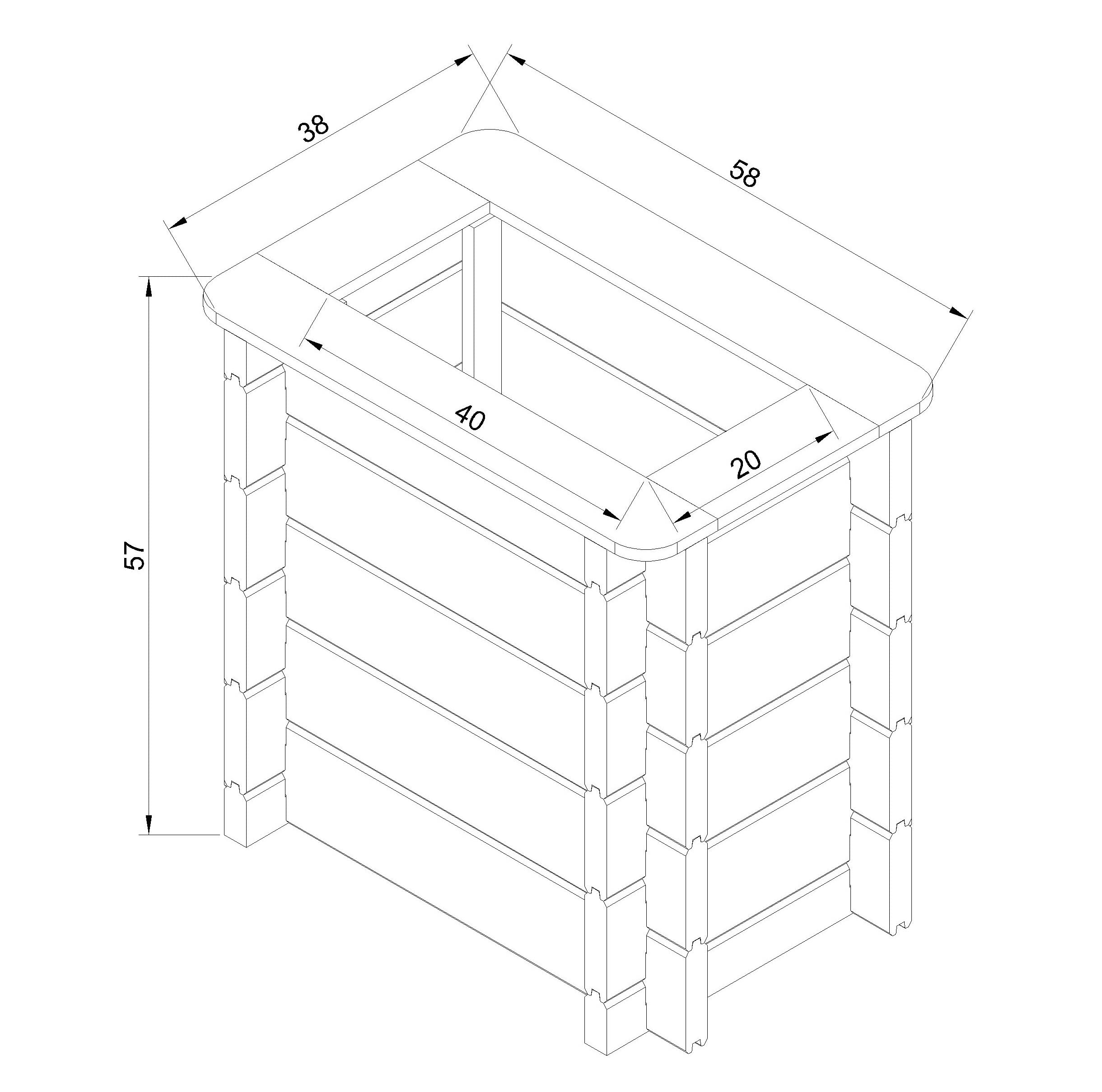 L'aiuola di giardino sopraelevata in legno - 58x38x57 cm - Timbela M611