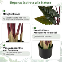 Pianta Artificiale di Taro Arcobaleno 160 cm, Finta Pianta in Vaso Pre-piantato con 11 Foglie Finte, Steli Flessibili, Albero Decorativo Moderno per Ufficio e Casa
