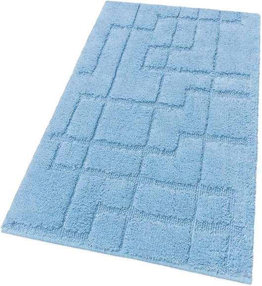 Tappeto Bagno Puro Cotone Morbido 3D Camera Sendiletto Elegante Lavabile Azzurro 55x90 cm