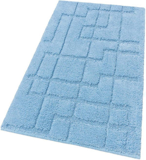 Tappeto Bagno Puro Cotone Morbido 3D Camera Sendiletto Elegante Lavabile Azzurro 55x120 cm