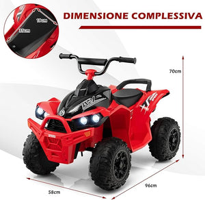12V Quad Elettrico per Bambini, Macchina Elettrica con Velocità Alta/Bassa, Sedile Comodo Fari Corno e Musica, Auto Elettrica Cavalcabile 2,2/4,3 km/h (Rosso)