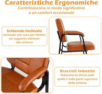 Set di 2 Sedie da Ufficio, Sedia per Sala d'Attesa con Struttura in Metallo, Braccioli Imbottiti, Sedia da Ospiti per Ufficio Riunioni, Portata 180kg (Marrone)