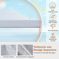 Gazebo Pop-up Pieghevole 3 x 4,5 m, Gazebo da Giardino Impermeabile Altezza Regolabile con Fori di Drenaggio, Tenda da Giardino Antivento con Borsa di Trasporto a Ruote (Bianco)