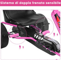 Go Kart a Pedali per Bambini, con Sedile Regolabile e Freno a Mano, Go Kart Veicolo per Bambini 3-8 Anni, Portata Massima 30 kg (Rosa)