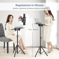 Supporto per Proiettore, Treppiede Proiettore con Altezza Regolabile e Vassoio Inclinabile, Supporto Multifunzionale per Ufficio, Casa, Palco o Studio