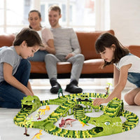 Pista con 261 Pezzi e Macchinina, Macchinina Elettrica e Dinosauri, Set con Pista per Macchinine per Bambini, Dinosauro 3+ Anni