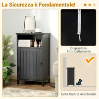 Mobile bagno, Armadietto 40 x 30 x 70cm Multiuso e Salvaspazio con Ante e Mensola Regolabile, Mobiletto in Legno per Soggiorno, Camera da letto e Ufficio (Nero)