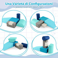 Set di 6 Blocchi per Bambini con Diverse Forme e Colori, Centro Attivit¨¤ Palestrina Giocattolo per Arrampicata e Strisciamento (Blu chiaro)