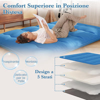 Materasso Futon Pieghevole, Materasso Portatile con Sacca da Trasporto per Camping, Materasso da Terra con Copertura Lavabile (200 x 140 cm, Blu)