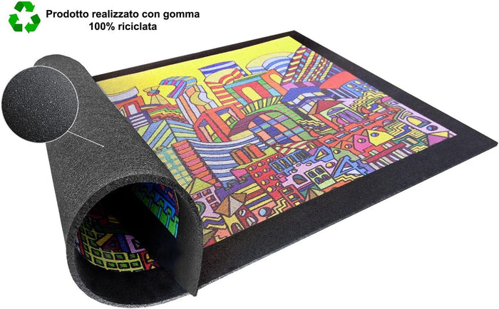 Zerbino Gomma Dipinto Artistico Jack Ottanio Pop Art 40x70 cm Antiscivolo Boston (A)