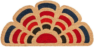 Zerbino Cocco Foglia Semiluna 40x80 cm Retro Antiscivolo RaschiaFango Ingresso Dis.C