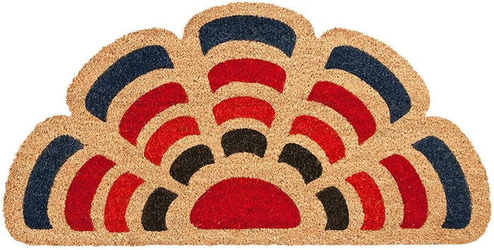 Zerbino Cocco Foglia Semiluna 40x80 cm Retro Antiscivolo RaschiaFango Ingresso Dis.C