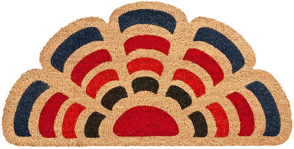 Zerbino Cocco Foglia Semiluna 40x80 cm Retro Antiscivolo RaschiaFango Ingresso Dis.C