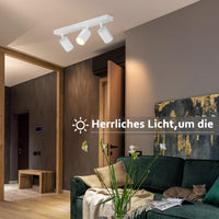 ZMH Faretto da soffitto bianchi 3 luci GU10 girevoli 350° moderni industriali anche parete per ingresso soggiorno max25W