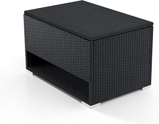 Baule da Giardino 186 L, Panca Contenitore in Rattan con Scarpiera, Rivestimento Protettivo, Organizzatore per Cuscini, Accessori Piscina, Attrezzi da Giardino (Nero)